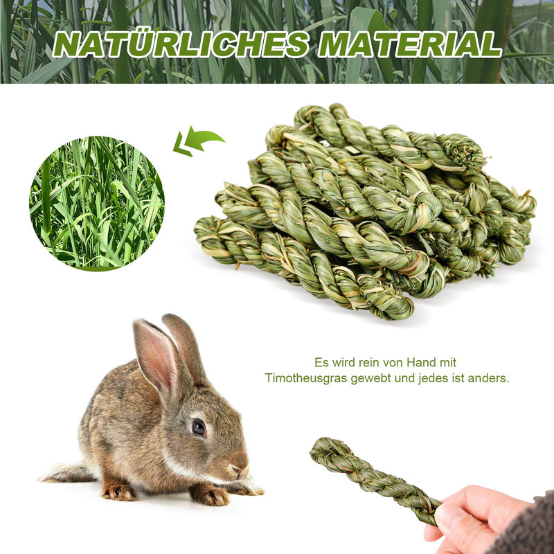 Roundler Pack of 20 rabbit chew toys, natural Timothy hay stick, rabbit tooth grinding grass ring toy, small animals chew toy snacks for rabbits, chinchilla, hamster, guinea pig, green 2 - PawsPlanet Australia