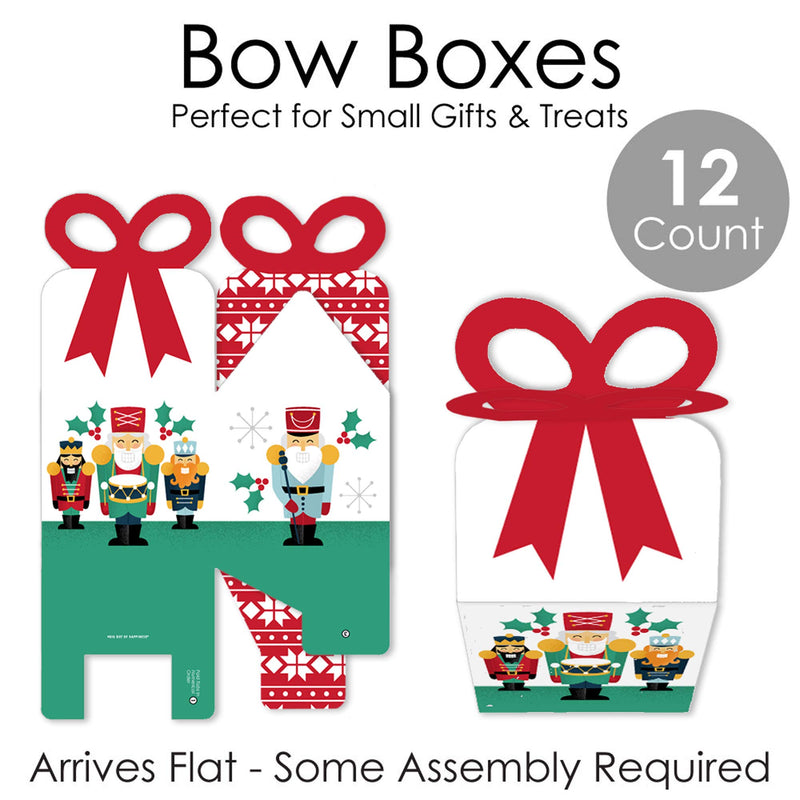 Big Dot of Happiness Christmas Nutcracker - Square Favor Gift Boxes - Holiday Party Bow Boxes - Set of 12 - PawsPlanet Australia