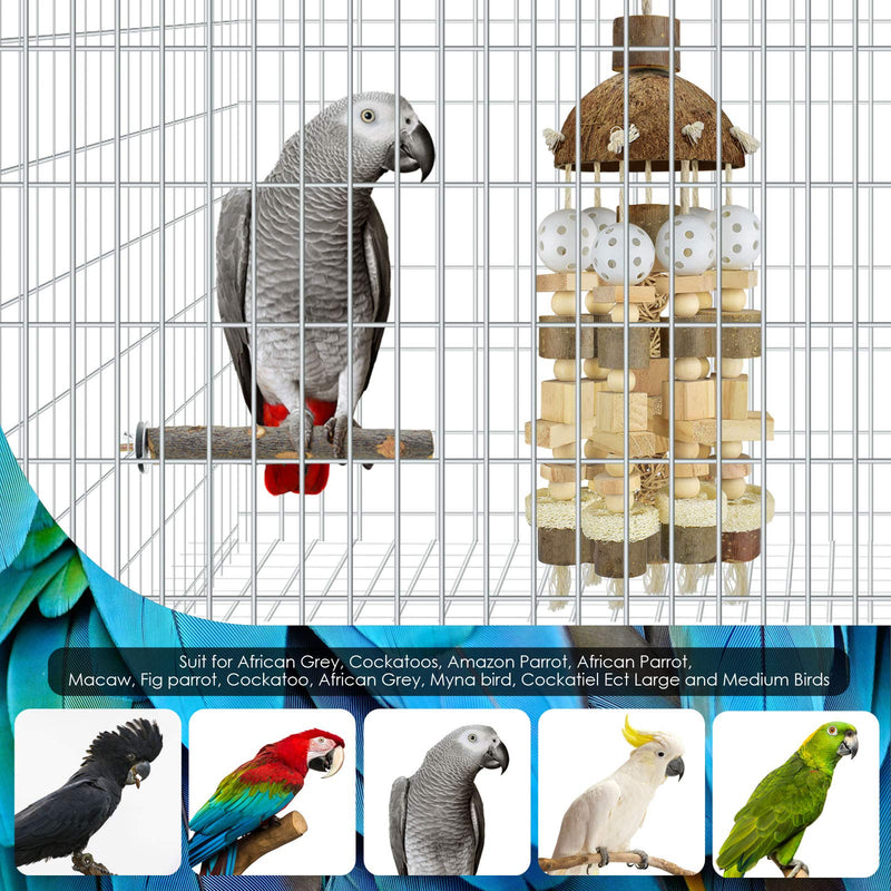 KATUMO Bird Parrot Toy, Large Parrot Toy Natural Wooden Blocks Bird Chewing Toy Parrot Cage Bite Toy Suits for Macaws African Grey Cockatoos Amazon Parrots Ect Large Medium Parrot Birds - PawsPlanet Australia