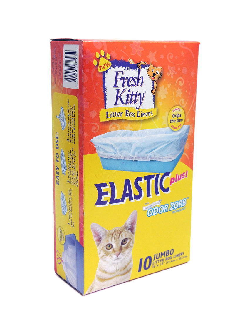 [Australia] - Fresh Kitty Durable, Easy Clean Up Elastic Jumbo Scented Odor Zorb Litter Pan Box Liners, Bags for Pet Cats, 10 ct 