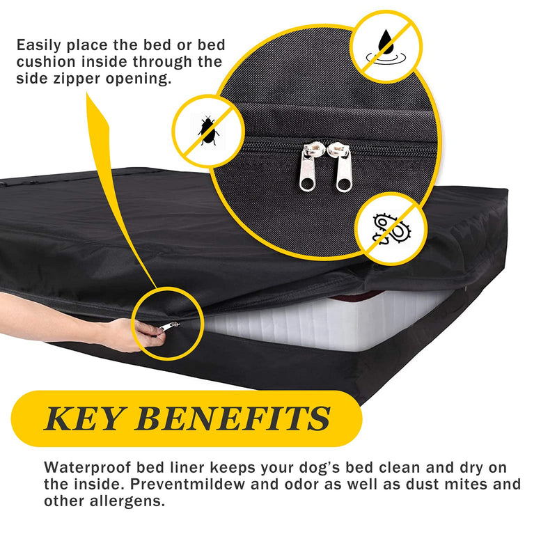 SELUGOVE Dog Bed Replacement Cover Washable, (Grey,Black,Khaki) Thicker and Tear Proof Waterproof Oxford Cloth, with Handle and Zipper, Reusable Dog Bed Liner Medium Black - PawsPlanet Australia