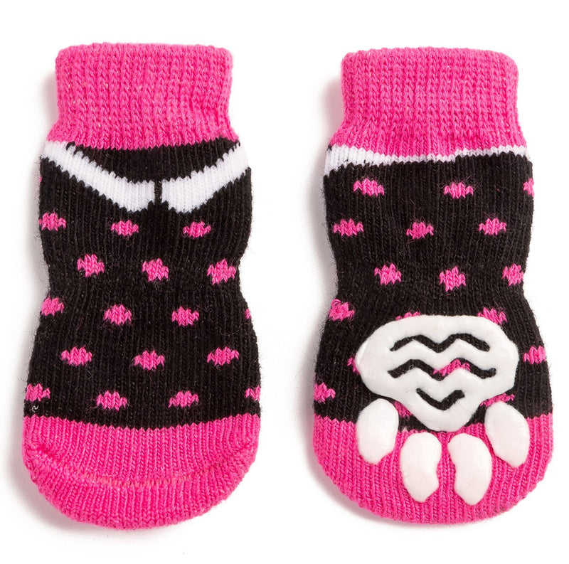 Harfkoko Pet Heroic Anti-Slip Knit Dog Socks&Cat Socks with Rubber Reinforcement, Anti-Slip Knit Dog Paw Protector&Cat Paw Protector for Indoor Wear, Suitable for Small&Medium&Large Dogs&Cats Dot pink S - PawsPlanet Australia