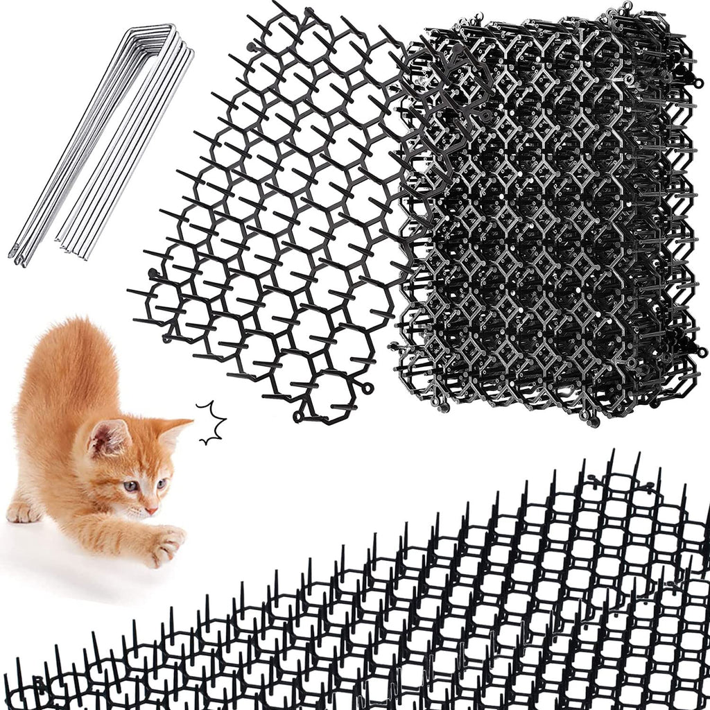 Thorn grid against cats, pack of 12, animal barrier with spikes, animal barrier, thorn grid, cat repellent, cat repellent mat, cat repellent spikes, anti cat thorn grid, anti cat mat, black, 12 x 20-12 - PawsPlanet Australia