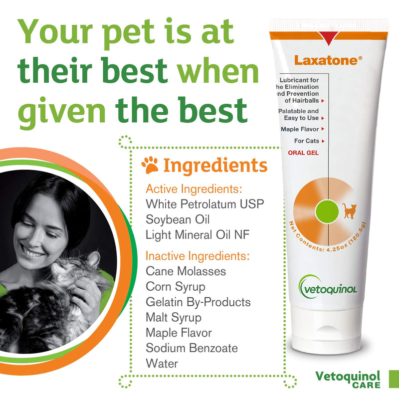 Vetoquinol Laxatone: Oral Hairball Lubricant Gel for Cats – Maple Flavored, 4.25oz 4.25 oz - PawsPlanet Australia