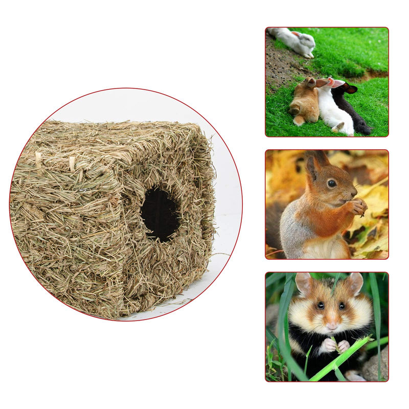 MYFAMIREA Grass House for Rabbits, Natural Foldable Hand Woven Seagrass Mat Bed Hay Toy Hut for Sleep and Play, Hideaway Hut Toy Rabbits, Guinea Pigs and Small Animals (1 PCS) - PawsPlanet Australia