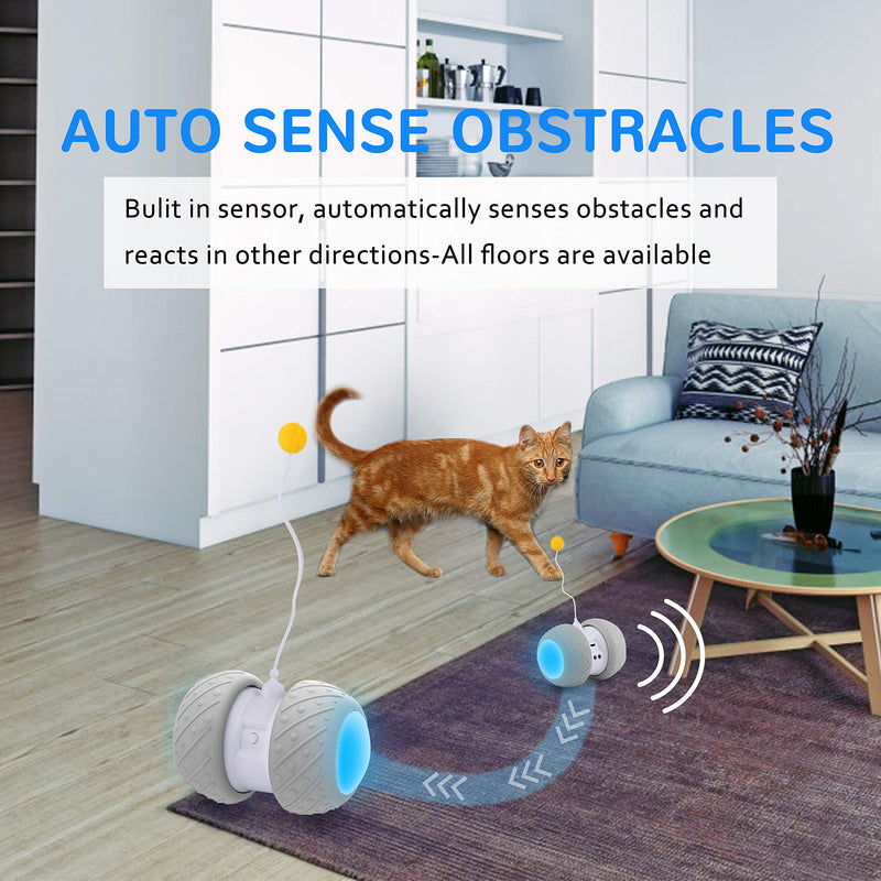 [Australia] - Robotic Interactive Cat Toys,Upgraded Automatic Rotating Cat Toy with Colorful LED Light, Feather and Pompom for Cat/Kitten Pet Entertainment Hunting Exercise robotic cat toy 