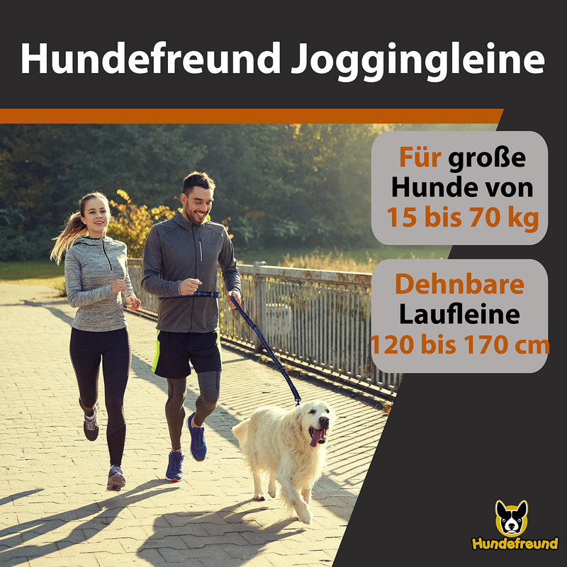 Dog friend jogging leash for large dogs from 15 kg | Elastic hands-free leash with light waist strap | Detachable dog leash with 2 soft loops | Orange running leash (120 cm, stretches up to 170 cm) - PawsPlanet Australia