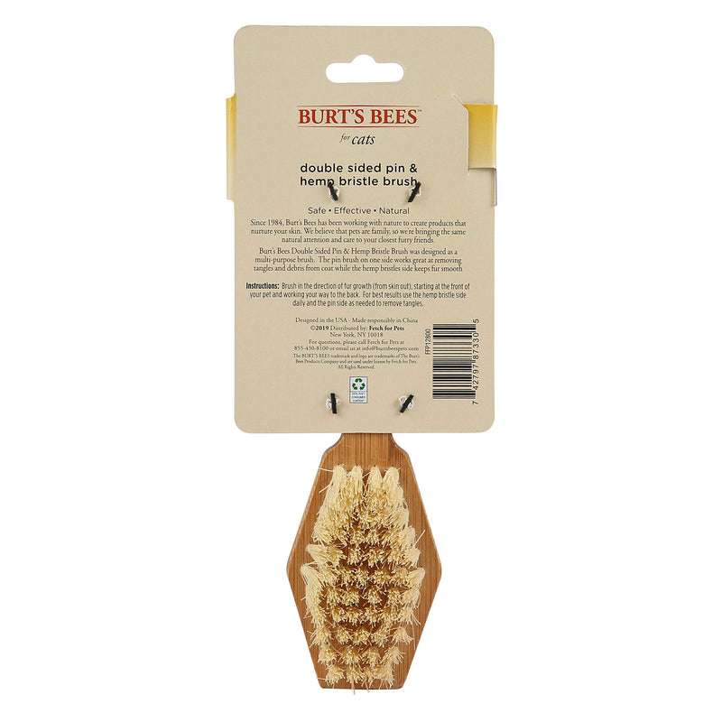 Burt's Bees for Cats 2-in-1 Double-Sided Needle and Bristle Brush for Cats | One side of the cat brush removes loose fur and prevents tangles Cat brush is ideal for everyday use - PawsPlanet Australia
