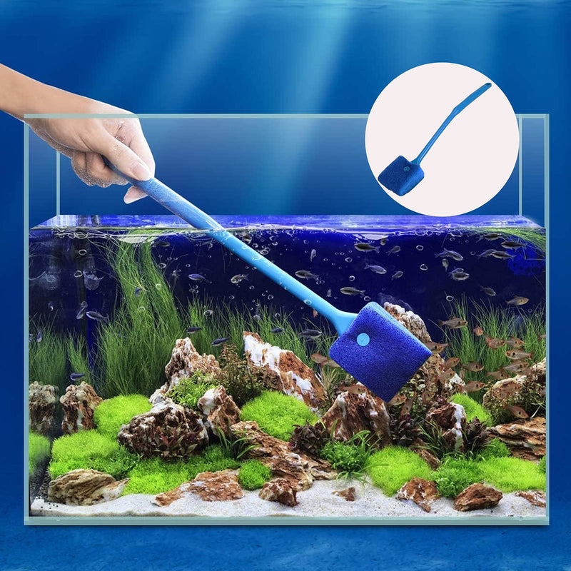DFsucces Aquarium Algae Scraper Double Sided Sponge Brush,Double-Sided Fish Tank Sponge Cleaning Brush,Double-Sided Aquarium Fish Tank Algae Cleaning Brush with Non-Slip Handle, for Glass Aquariums - PawsPlanet Australia