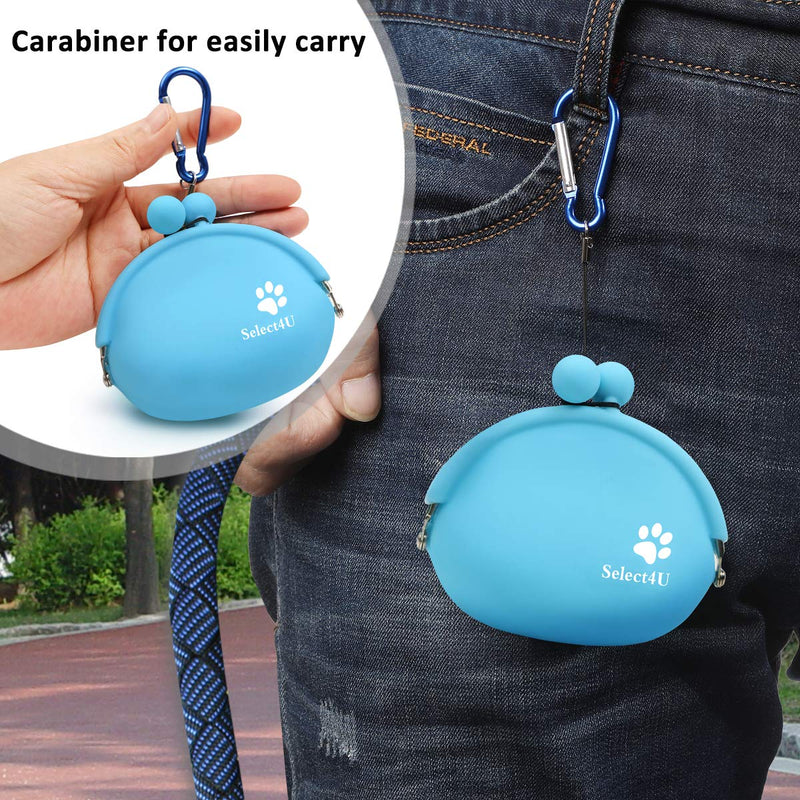 [Australia] - Silicone Dog Treat Pouch Reusable, Set of 2 Dog Training Bag Small Dog Snack Pouch Coin Purse Key Case Silicone Coin Pouch Blue & Pink, 5 oz (3.75''x1.75''x3''), Set of 2 