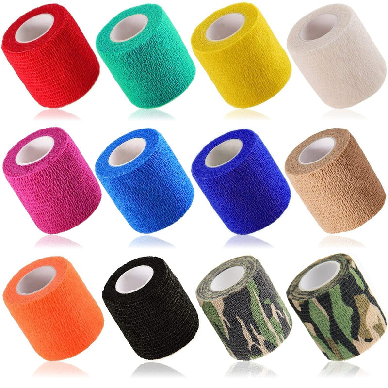 Self Adhesive Bandage, 12 Rolls Pet Wrap Bandage Self Adhesive Elastic Sports Cohesive Bandages for Finger Wrist Knee Ankle Assorted Colors 5cm x 4.5m - PawsPlanet Australia