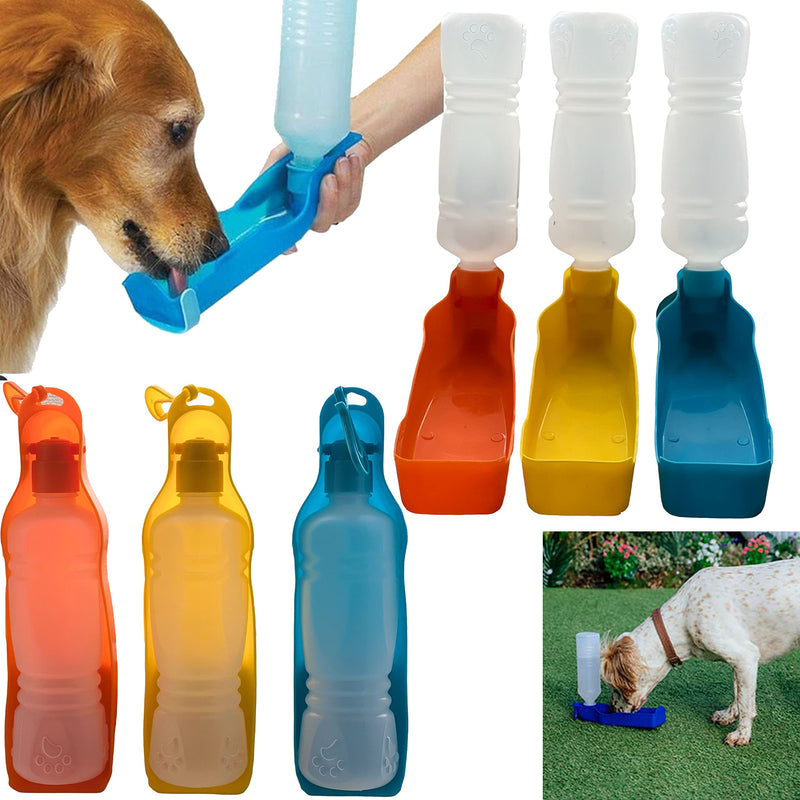 Pet Travel Water Bottle 500ML Portable Dispenser Travel Water Bottle Bowl for Dog Cat Small Animals (Blue) Blue - PawsPlanet Australia