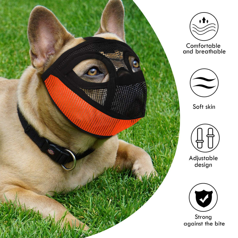 Weewooday 2 Pieces Short Snout Dog Muzzle Mesh Mask Bulldog Muzzle with Tongue Out Design Adjustable Breathable Mesh Bulldog Muzzle Barking Biting Chewing Training for Small Dog - PawsPlanet Australia