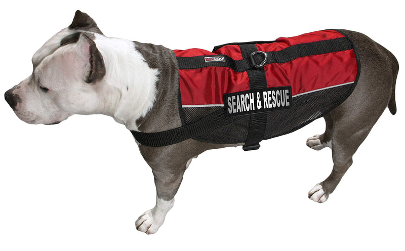 [Australia] - Dogline MaxAire Vest with Search and Rescue Removable Patches Adjustable Harness Reflective for Puppies Small Medium and Large Dogs (30"-38") Red 