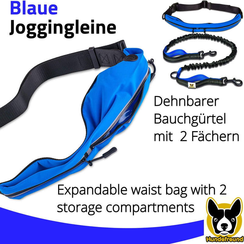 Dog lover jogging leash with waist belt | Blue hands-free leash with stretch and shock absorption for medium and large dogs | Free your hands for jogging bike stroller sports - PawsPlanet Australia