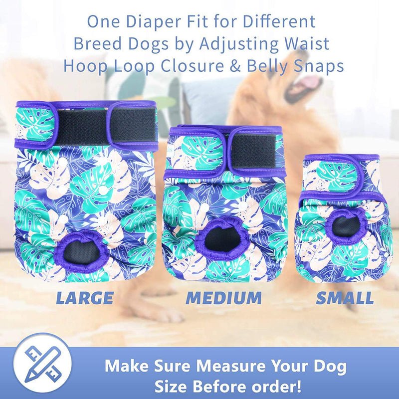 Leekalos Reusable Washable Dog Diapers Female (3 Pack) - Highly Absorbent Doggie Diapers - Size Adjustable Puppy Diapers for Dog Period Panties Small (Newborn-10.5" Waist) Leaves - PawsPlanet Australia