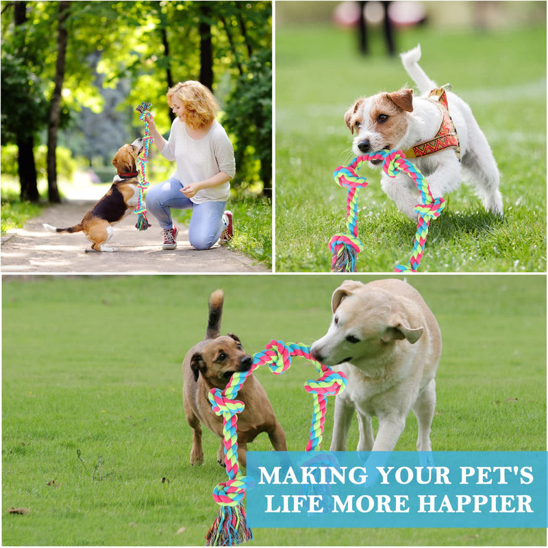 Aitmexcn Dog Rope Toys for Large Medium Dog Chewers, Rope Indestructible Dog Chew Toys, 37 Inch 5 Knots Tough Dog Tug Toy for Teeth Cleaning, Tug of War - PawsPlanet Australia