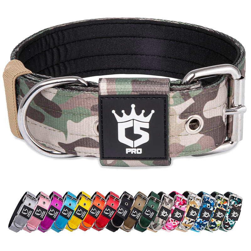 TSPRO Tactical Dog Collar, 3.8cm Wide, Military Grade, Strong Dog Collar, Thick Dog Collar, Heavy Duty Metal Buckle, Dog Collar Military Green-L Size L-(Adjustable 52-60cm) - PawsPlanet Australia