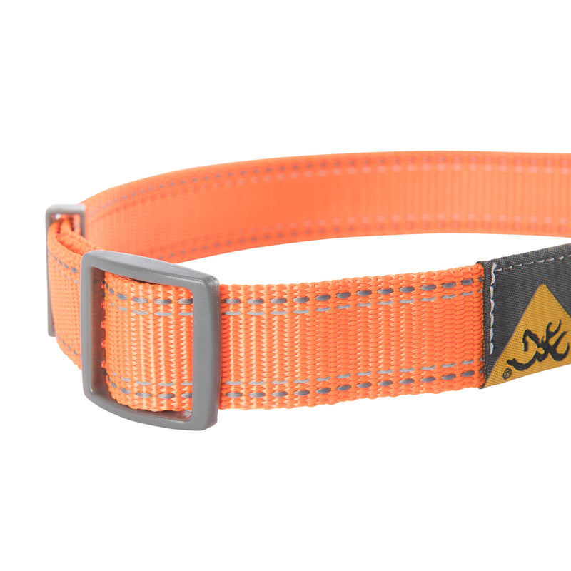 [Australia] - Browning Classic Dog Collars, Durable Nylon Webbing, Reflective Stitching, Locking Buckle, Sizes Small Medium and Large Safety Orange 