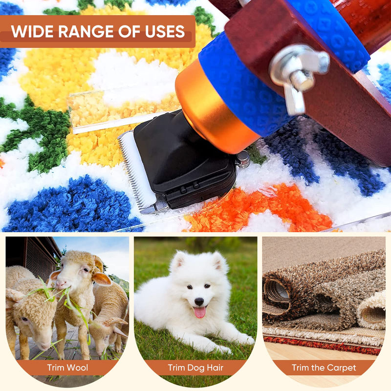 Carpet Trimmer with Shear Guide, Aomdom 200W Electric Tufting Scissors Adjustable Speeds Carpet Cutter Dog Clipper for Modeling Cut Pile Carpet Tufting - PawsPlanet Australia