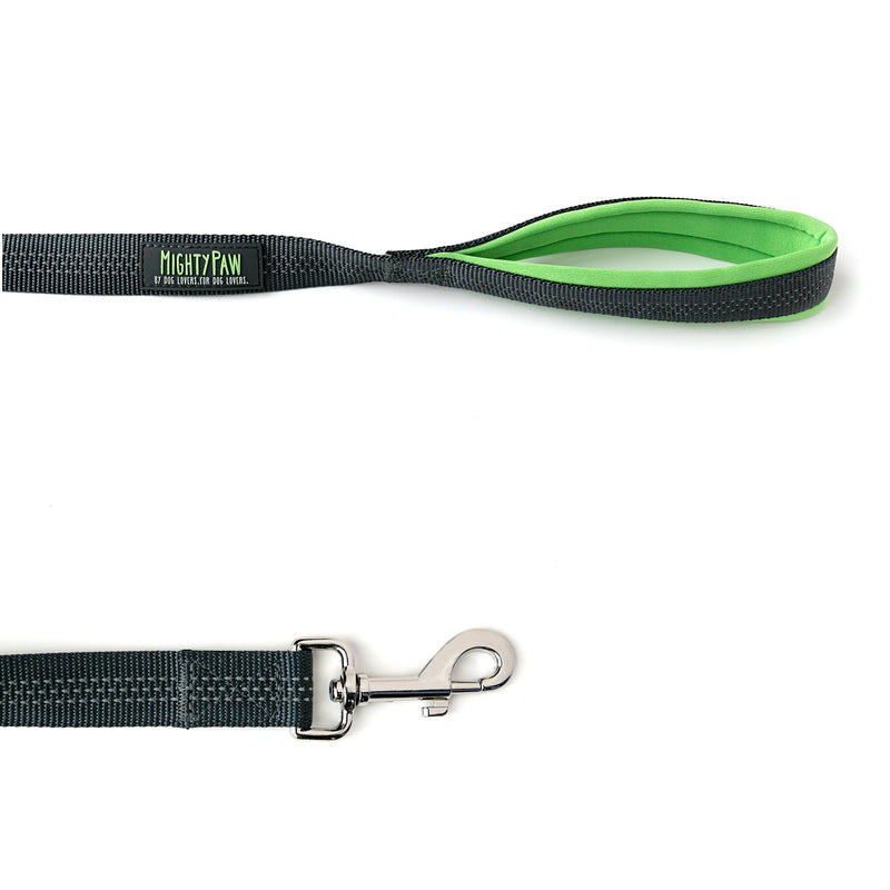 [Australia] - Mighty Paw HandleX2, Dual Handle Dog Leash - 6 Feet, Premium Quality Reflective Leash with 2 Handles. Grey/Green 