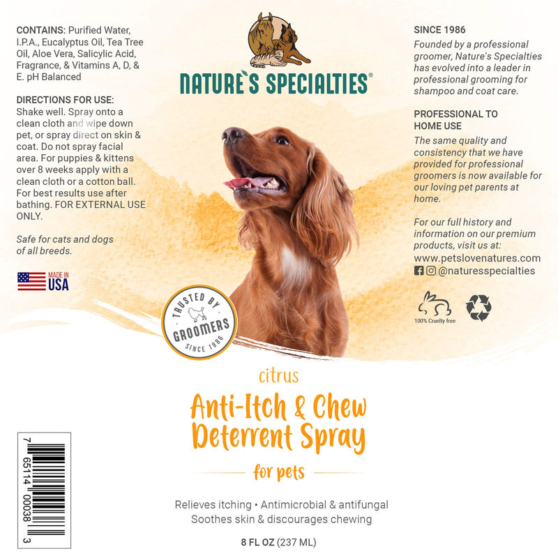 Nature's Specialties Anti-Itch Medicated Dog Spray for Pets, Ready to Use, Made in USA, Citrus, 8oz - PawsPlanet Australia