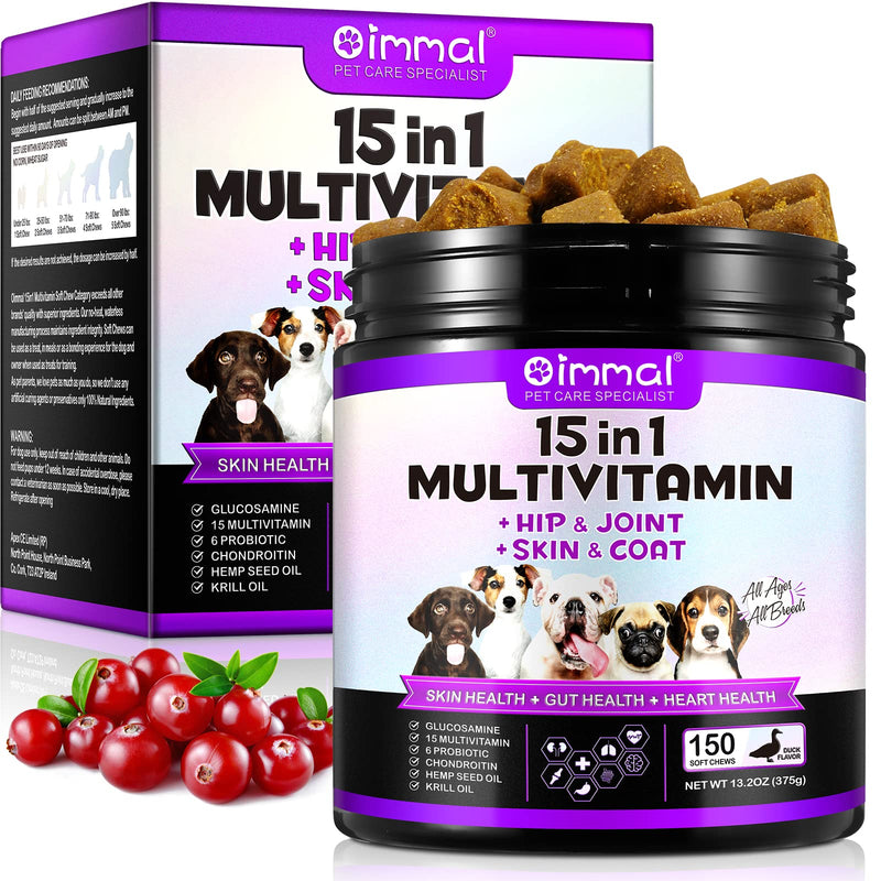 Vitamin Supplement for Dogs, Multivitamin for Dog Hips and Joints, Skin Health, Immune System and Improve Mobility with Vitamin C, Probiotics for Dogs (Pack of 150) - PawsPlanet Australia