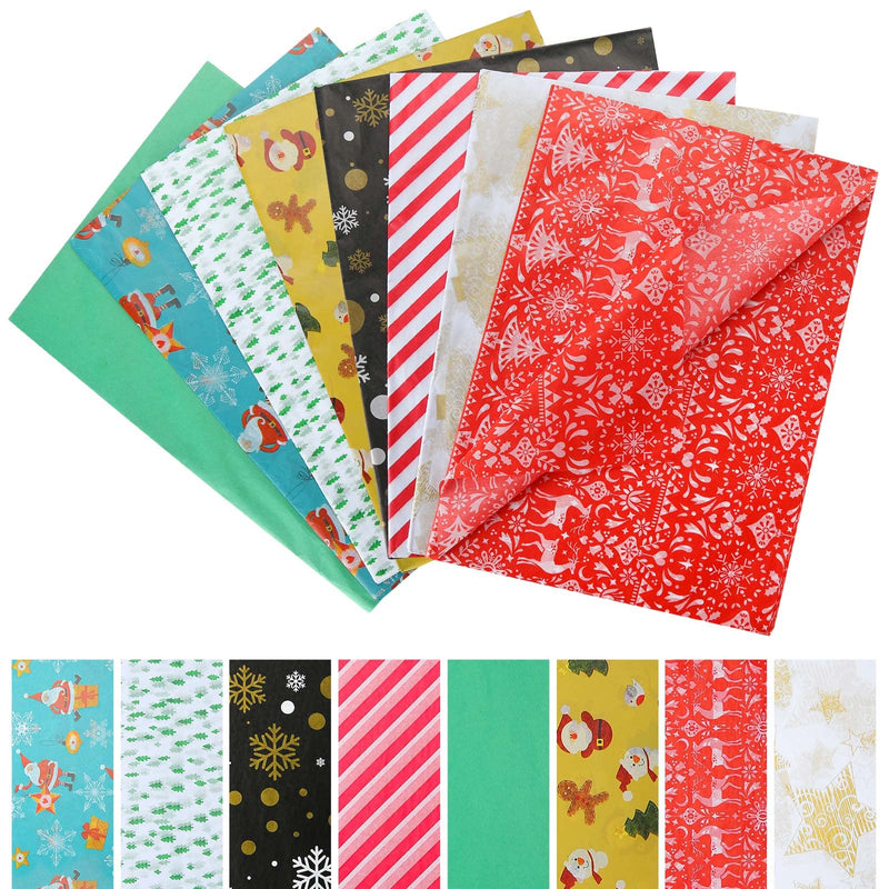 Shindel 80Sheets Christmas Tissue Paper, 27.5x20inches Christmas Paper Towels Xmas Design Wrapping Paper Kraft for DIY Christmas Winter Decoration, 8 Styles - PawsPlanet Australia