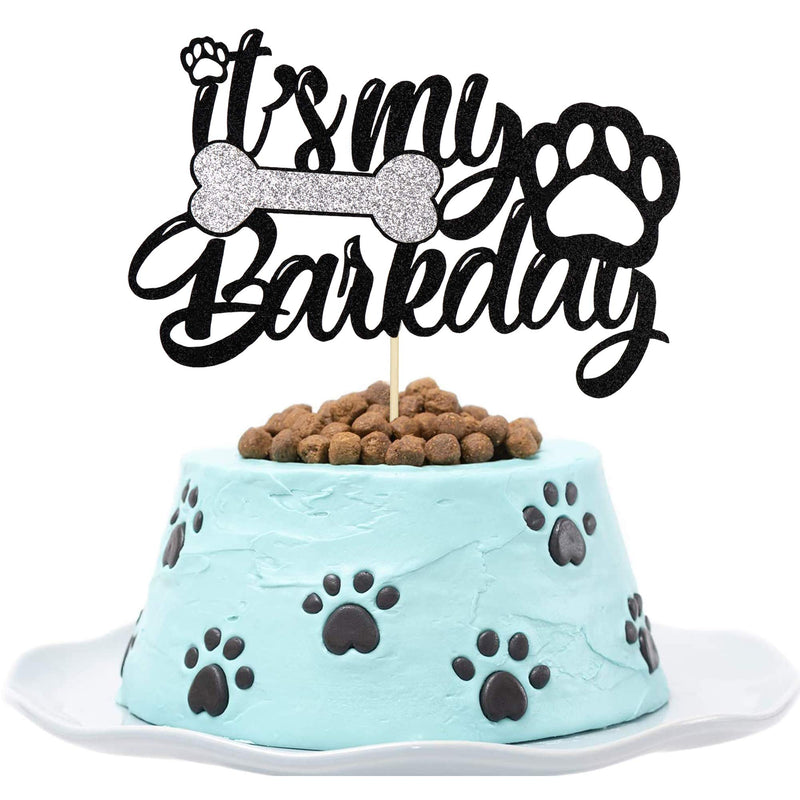 Artczlay It’s My Barkday cake top hat, black sparkling puppy birthday cake top hat, pet dog birthday cake decoration, pet dog birthday party decoration supplies - PawsPlanet Australia