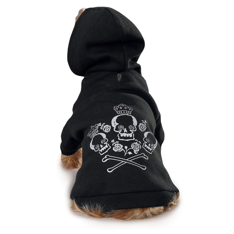 Zack & Zoey Crowned Crossbone Dog Hoodie Black Medium - PawsPlanet Australia