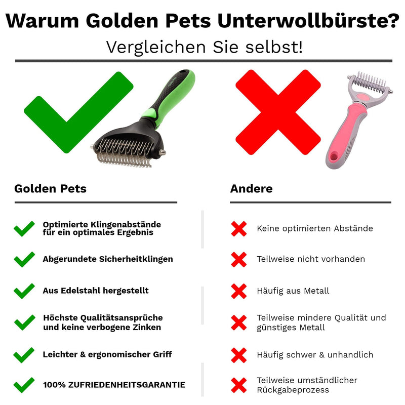 Golden Pets undercoat brush & undercoat brush I dog brush, cat brush suitable for medium - long hair I quick cleaning I + free care manual - PawsPlanet Australia