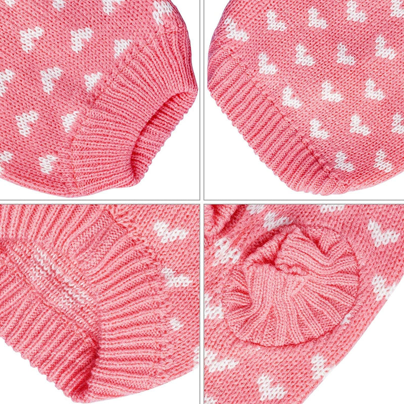 1 Piece of Pink Dog Knitted Sweater Dog Heart Sweater Warm Pet Dog Clothes Winter Doggie Outfits for Small Puppy Cat Pets (Medium) Medium - PawsPlanet Australia