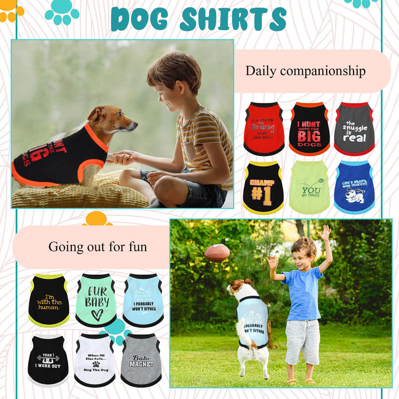 12 Pieces Dog Shirts Pet Printed Clothes with Funny Letters Summer Pet T Shirts Cool Puppy Shirts Breathable Dog Outfit Soft Dog Sweatshirt for Pet Dogs Cats Accessories, 12 Styles (Medium) Medium - PawsPlanet Australia