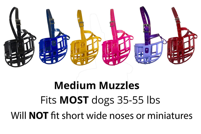 Birdwell Enterprises - Plastic Dog Muzzle with Adjustable Plastic Coated Nylon Headstall - Prevents nipping and Biting - Multiple Sizes and Colors - Made in The USA Medium Black - PawsPlanet Australia