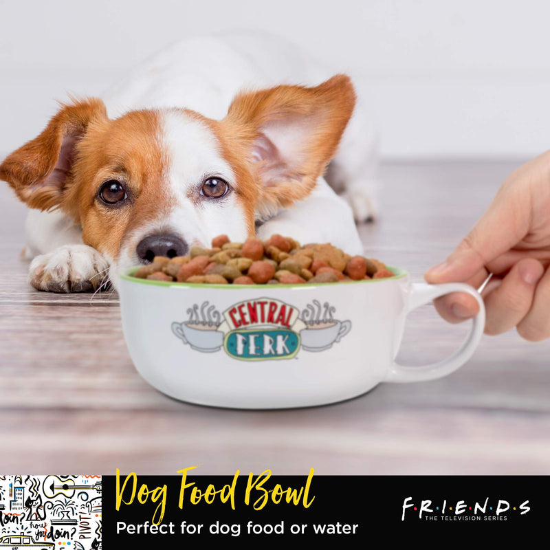 Warner Bros Friends TV Show Central Perk Ceramic Dog Food Bowl, 6 in | White Dog Bowl, Friends TV Show Mug Friends Merchandise for Friends Fans | Dog Water Bowl or Dog Food Bowl for Wet or Dry Food - PawsPlanet Australia