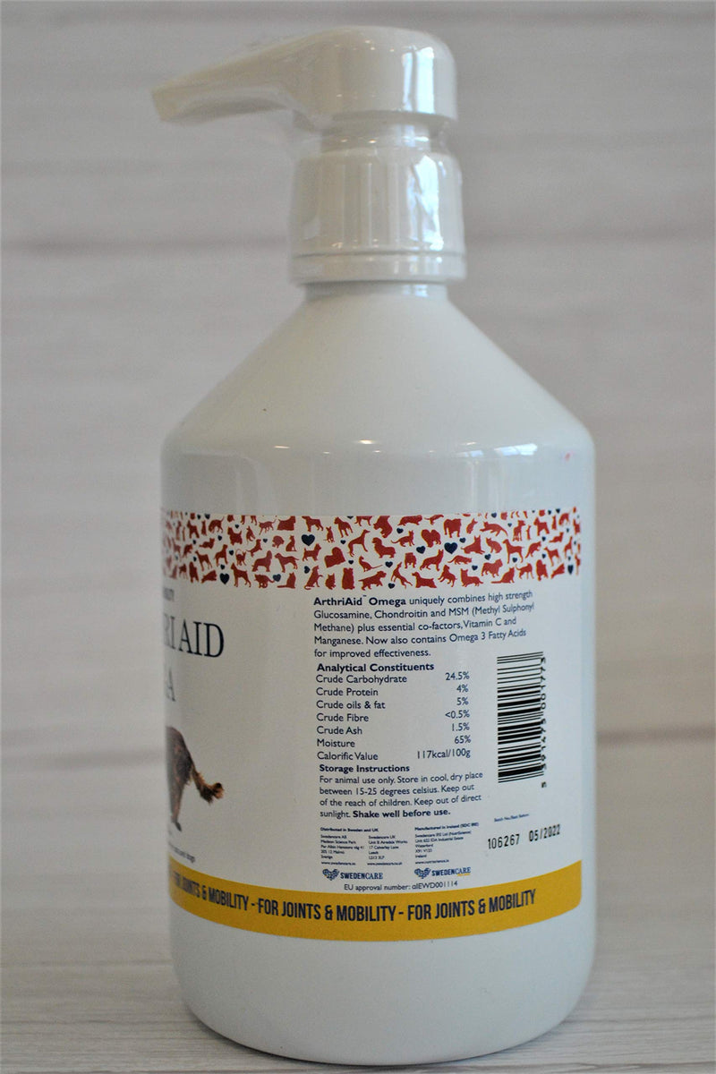 ArthriAid Omega Liquid 500 ml for Dogs and Cats, Joints and Mobility Supplement - PawsPlanet Australia
