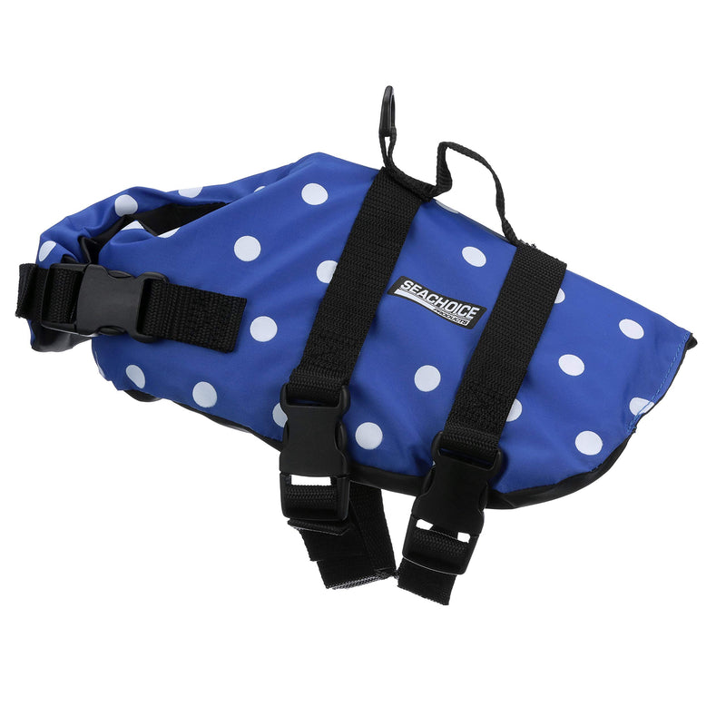 [Australia] - Seachoice 86270 Dog Life Vest - Adjustable Life Jacket for Dogs, with Grab Handle, Blue Polka Dot, Size XS, 7 to 15 Pounds 