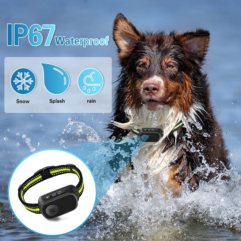 Rechargeable Dog Bark Collar with Beep Vibration and Shock,Anti Barking Collar for Small Medium Large Dogs Black+Green - PawsPlanet Australia