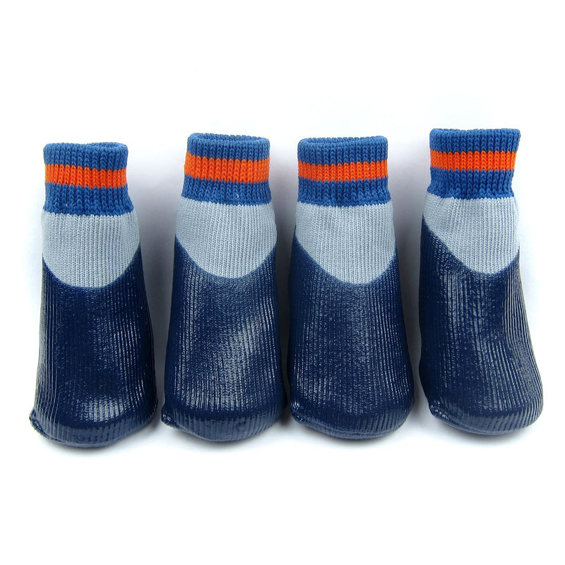 Alfie Pet - Terry Set of 4 Rubber Dipped Dog Paw Protection Socks XX-Small Navy - PawsPlanet Australia