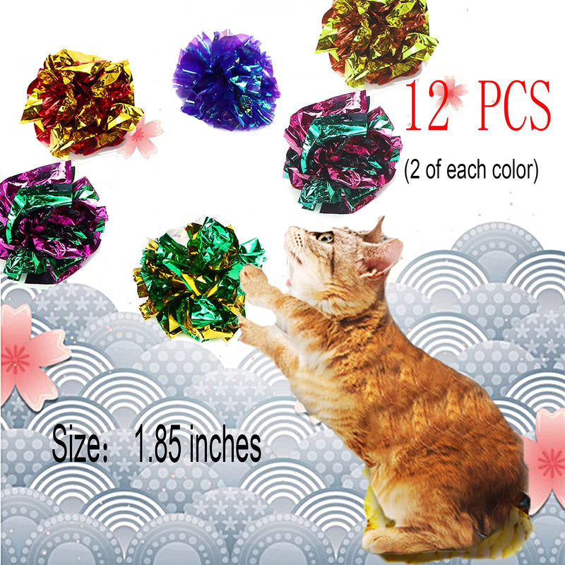 36 Pcs Cat Balls Spring Toy, Plastic Kitten Toys, Color Glitter Sparkle Small Pom Pom Balls for Kitten Toys for Cats Clearance, Cat Spring Toy Cat Crinkle Toy Ball for Kittens Exercise and Playing - PawsPlanet Australia