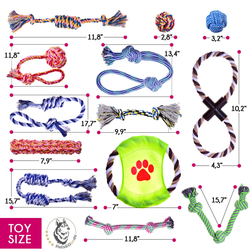 [Australia] - Dog Toys - Small Dog Rope Toy Pack - Puppy Dog Chew Toys - Small Breed Puppy Teething Toys - Small Dog Toys - Puppy Toys for Chewing - Teething Puppy Toys - Washable Cotton Rope Dog Toy Set of 13 