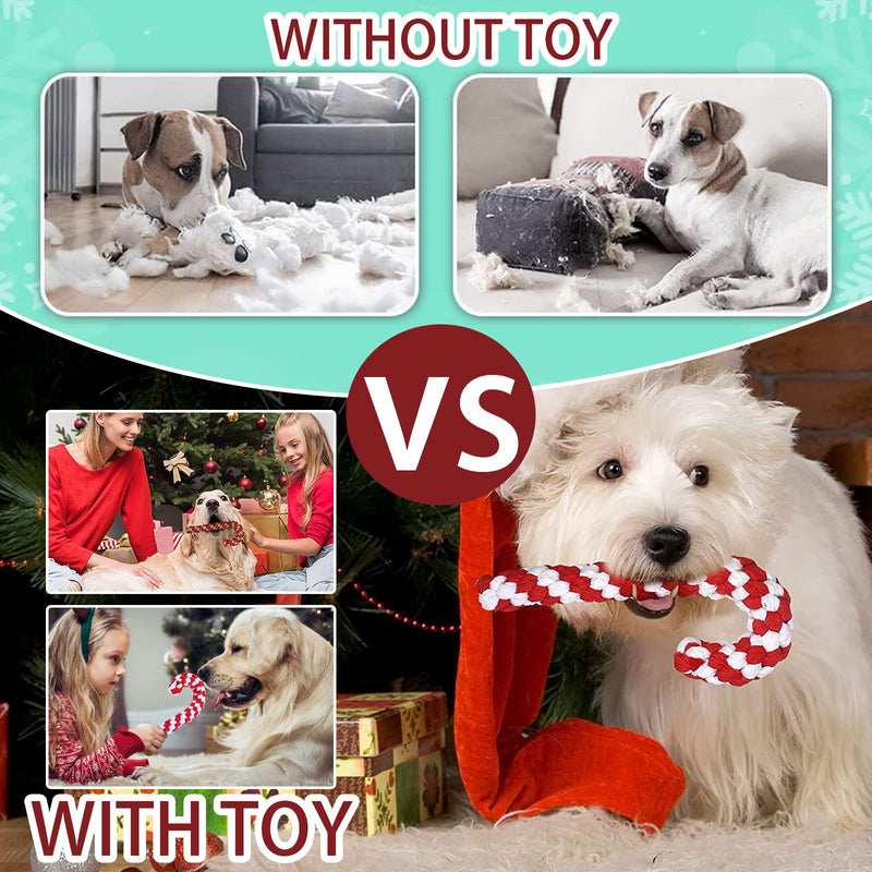 JOKILY 3 pieces dog chew toys, dog toy rope, Christmas candy cane rope, dog rope toy, Christmas dog pets chewing, dog toy candy cane, Christmas dog toy (A) D - PawsPlanet Australia