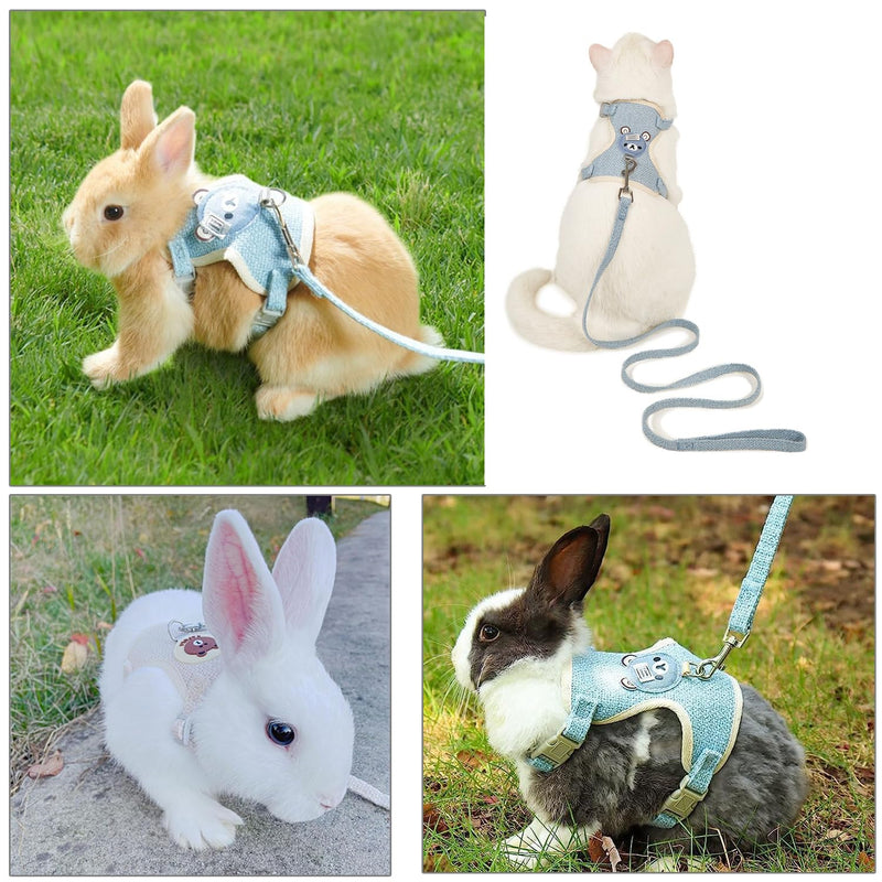 Taicols Pack of 2 Adjustable Leads for Rabbits, 120 cm Breathable Vest Harness, Soft Rabbit Harness, Cat Harness Pet Lead for Bunny Cat Hamster Pet Walking Outdoor (B) B - PawsPlanet Australia