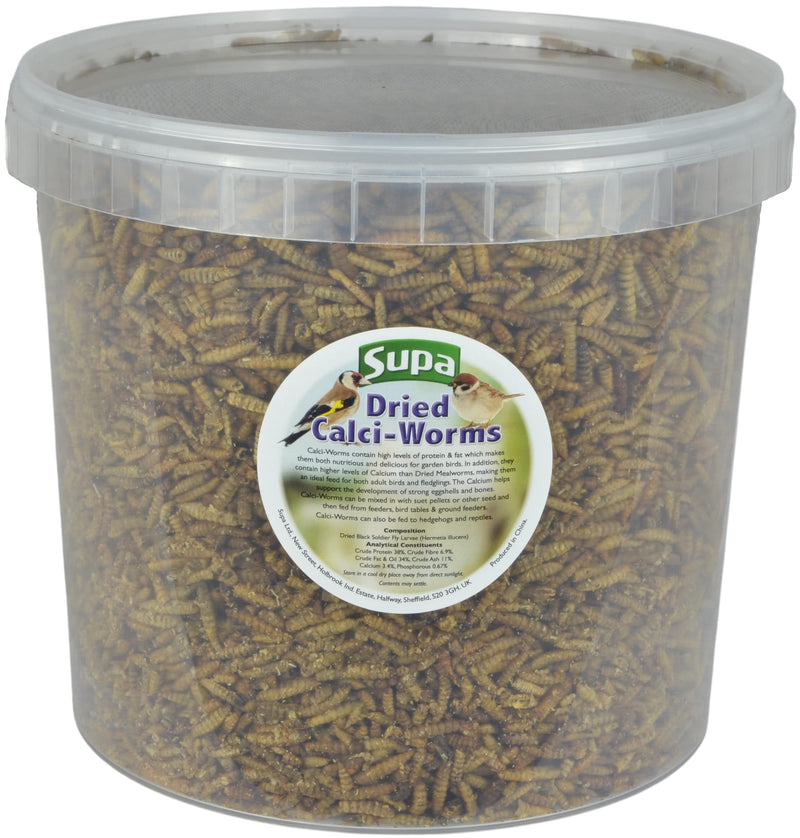 Supa Dried Calci Worms for Wild Birds, 5 Litre Bucket, High Energy Protein Rich Treat For Garden Birds, Attract More Birds To Your Garden, Quality Wild Bird Food - PawsPlanet Australia