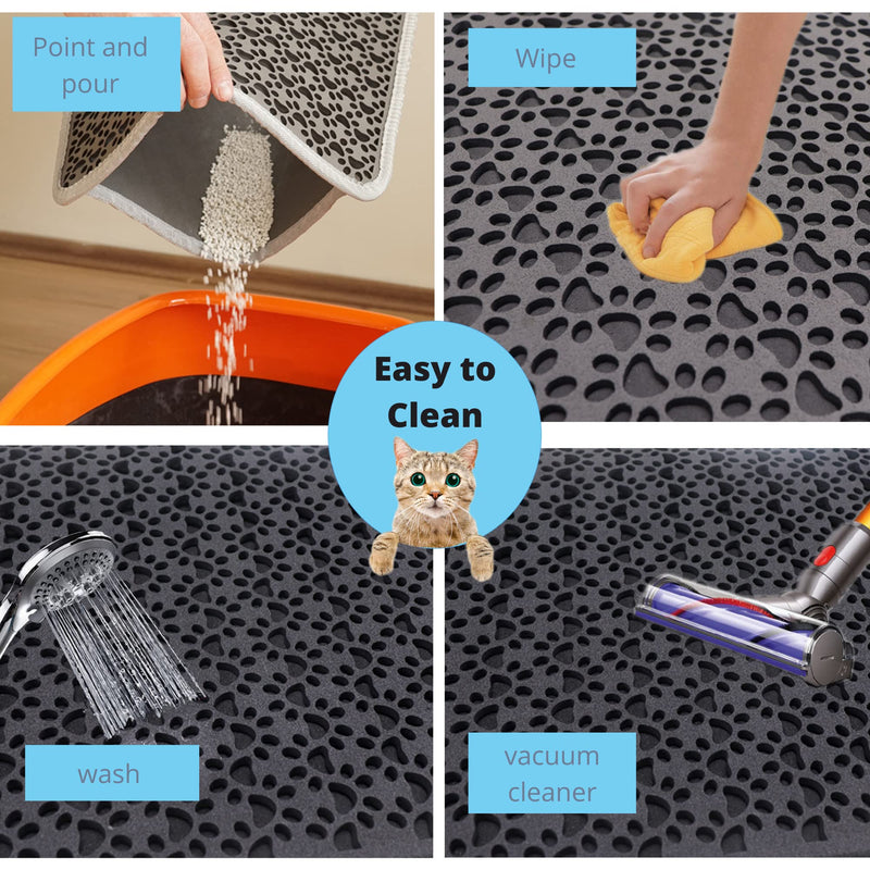 Bazerga cat litter box mat, cat litter, cat mat, litter box underlay, cat litter box mat, waterproof double layer design mat, %100 EVA made of cat litter boxes & accessories (38-61 cm, grey) 38x61 grey - PawsPlanet Australia