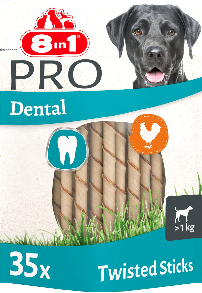 8in1 Pro Dental Twisted Sticks - healthy chewing sticks for dogs for dental care, 35 pieces (pack of 1) - PawsPlanet Australia