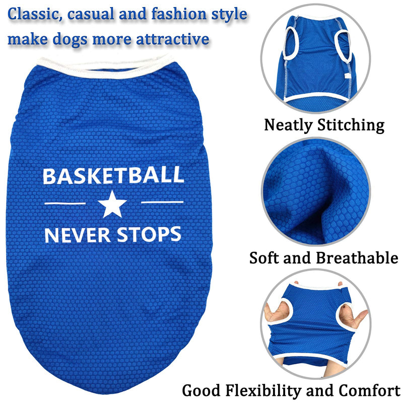 Brocarp Dog Vest Puppy Clothes, Pet Basketball Shirt Doggy Outfit, Spring/Summer Dog Tshirt Clothing for Small Medium Large Extra Large Boy Girl Dogs Cats Kitten, Breathable Dog Apparel (Blue, XS) Blue X-Small - PawsPlanet Australia