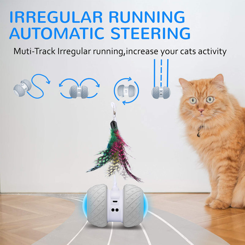 [Australia] - Robotic Interactive Cat Toys,Upgraded Automatic Rotating Cat Toy with Colorful LED Light, Feather and Pompom for Cat/Kitten Pet Entertainment Hunting Exercise robotic cat toy 