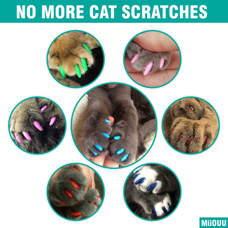 MiiOUU 10x Colors / 100 pcs Cat Nail Caps | Cat Claw Covers with Adhesives and Applicators | Alpha L - PawsPlanet Australia