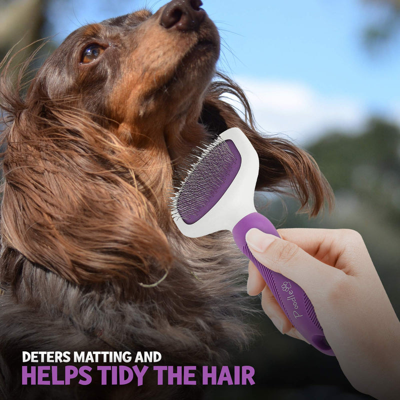 Slicker Brush for Small and Large Dogs by Poodle Pet | Pet Hair Remover | Effectively and Effortlessly Removes Tangles, Mats, and Loose Hair | For Short or Long Hair(Grooming Brush) - PawsPlanet Australia